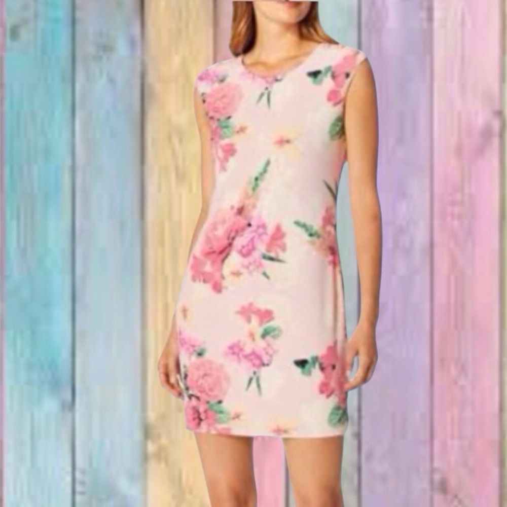Calvin Klein Pink Floral Lined Dress NWT